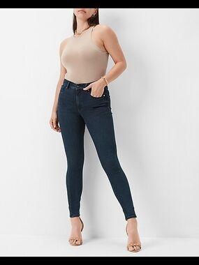 Express Dark Blue Supersoft Super Skinny Mid-Rise Jeans
